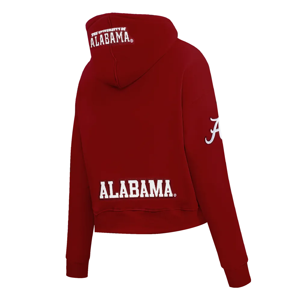 NCAA UNIVERSITY OF ALABAMA CLASSIC WOMEN'S FLC CROPPED PO HOODIE (CARDINAL RED)