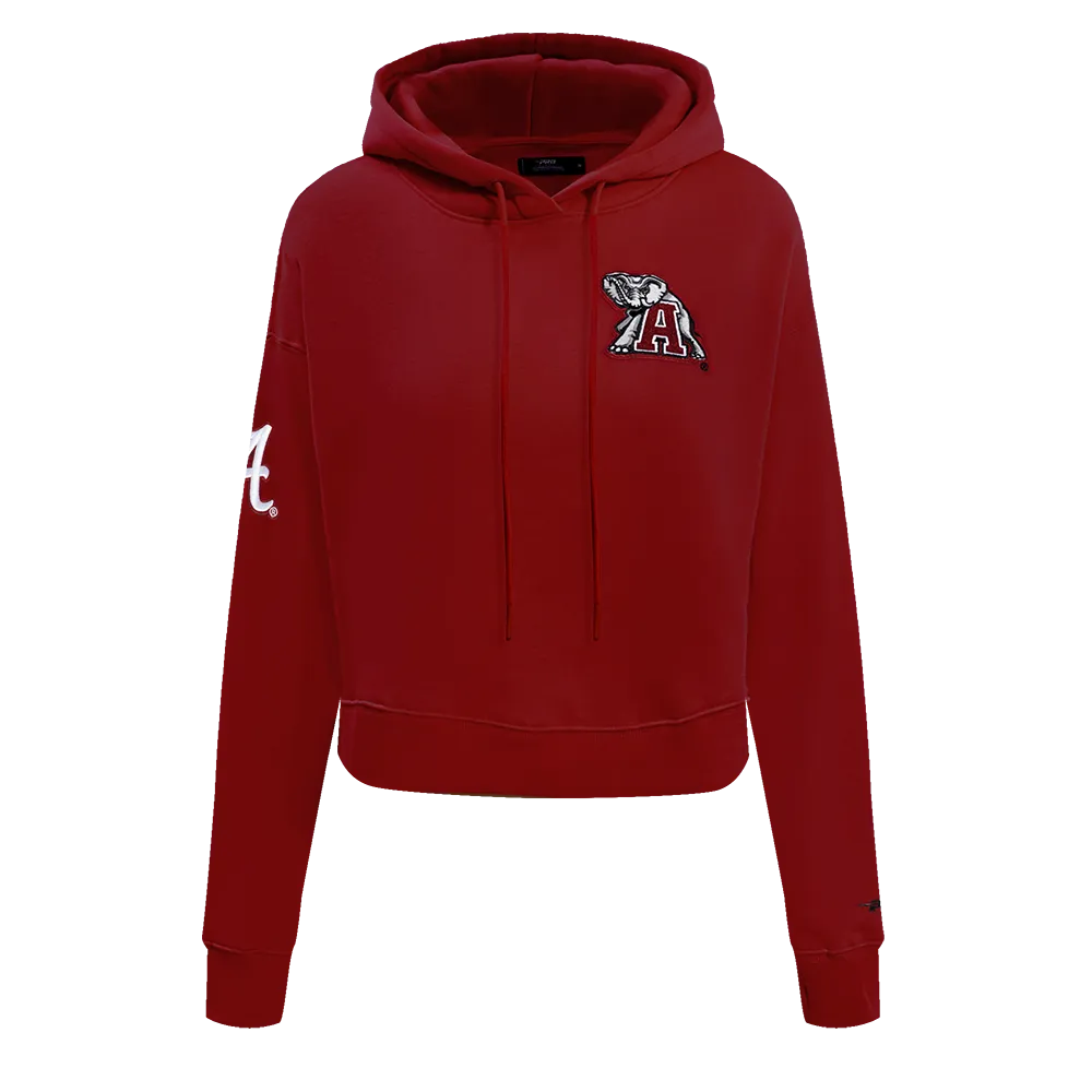 NCAA UNIVERSITY OF ALABAMA CLASSIC WOMEN'S FLC CROPPED PO HOODIE (CARDINAL RED)