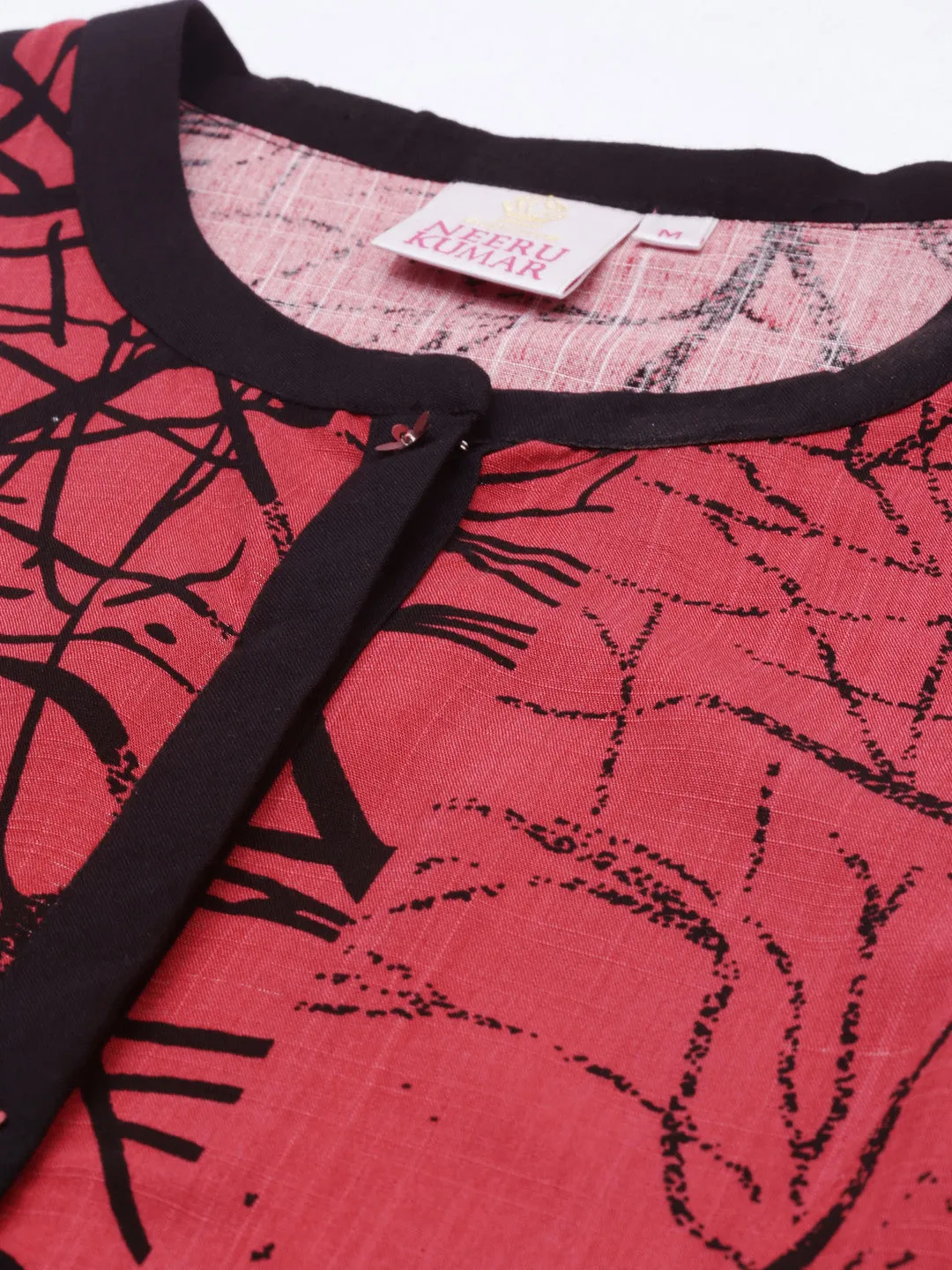 Neeru's Tomato Color Slub Rayon Fabric Tunic