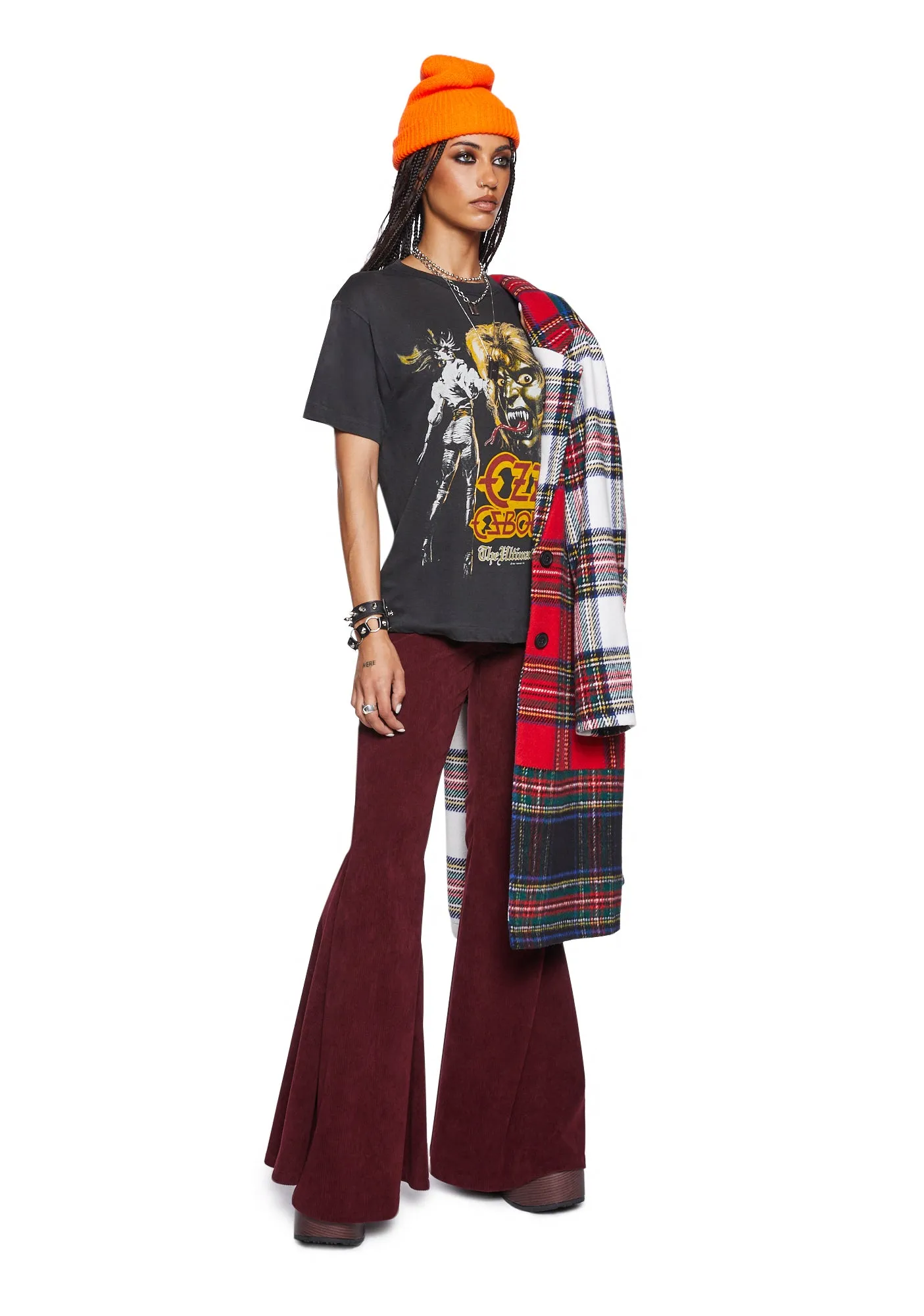 Never Mind Flared Pants - Burgundy