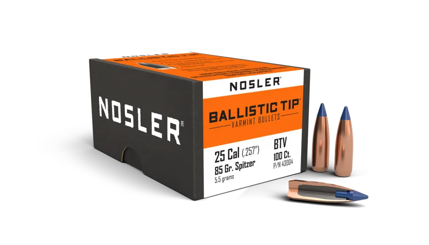 Nosler Ballistic Tip 25 Cal 85gr Varmint Projectiles - 100pk