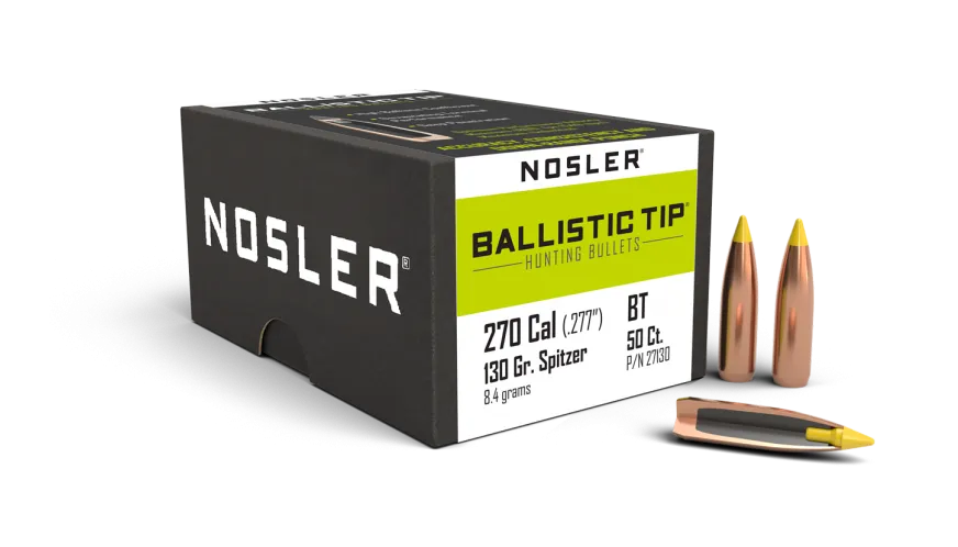 Nosler Ballistic Tip 270 130gr Hunting Projectiles - 50pk