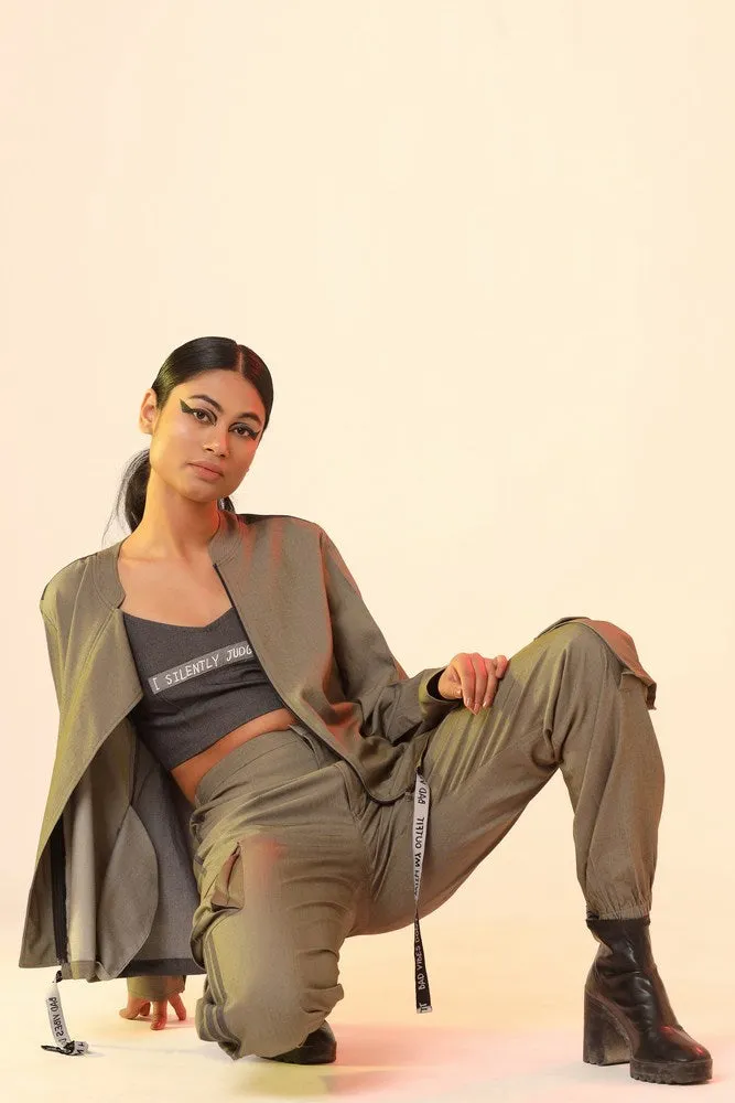 Olive Jacket And Track Pants Set
