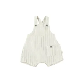 one piece linen striped overall - white