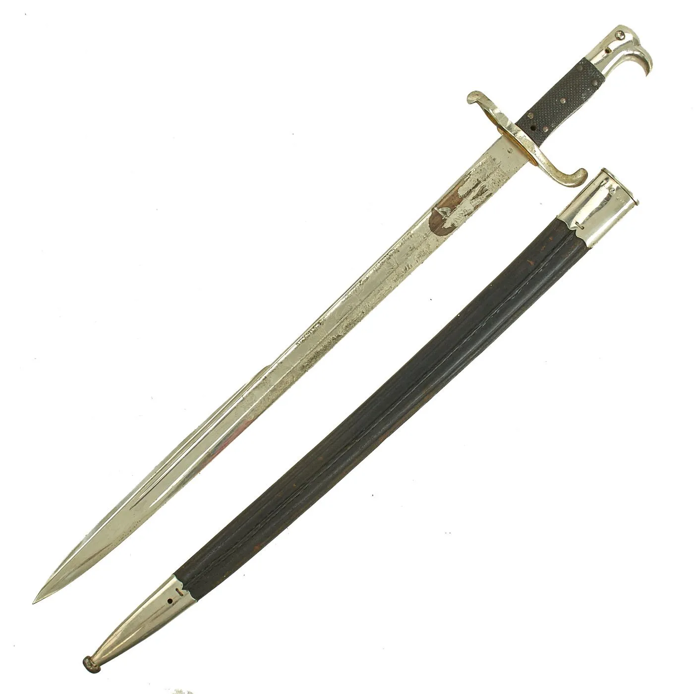 Original German Jäger Battalion Marked Model 1871 Hirschfänger Parade Bayonet with Scabbard