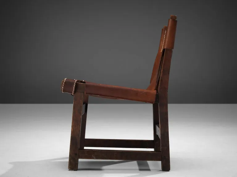 Paco Muñoz 'Riaza' Hunting Children's Chair in Walnut and Leather