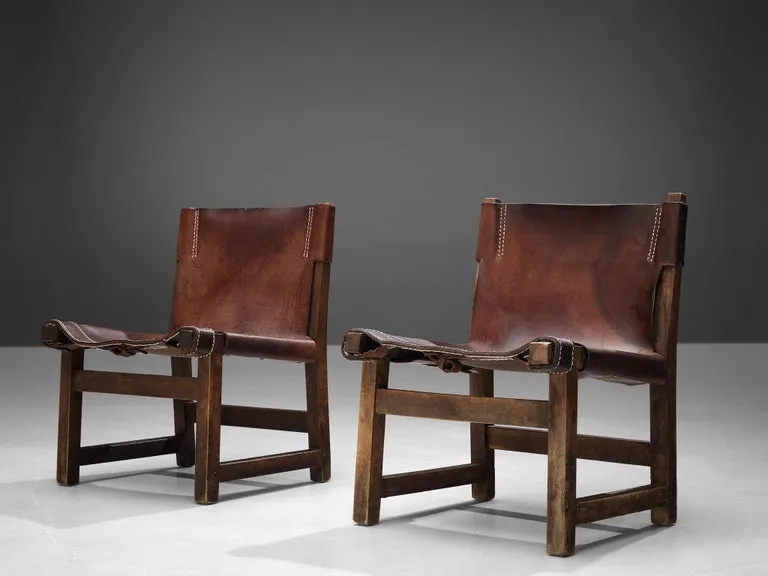 Paco Muñoz 'Riaza' Hunting Children's Chairs in Patinated Leather