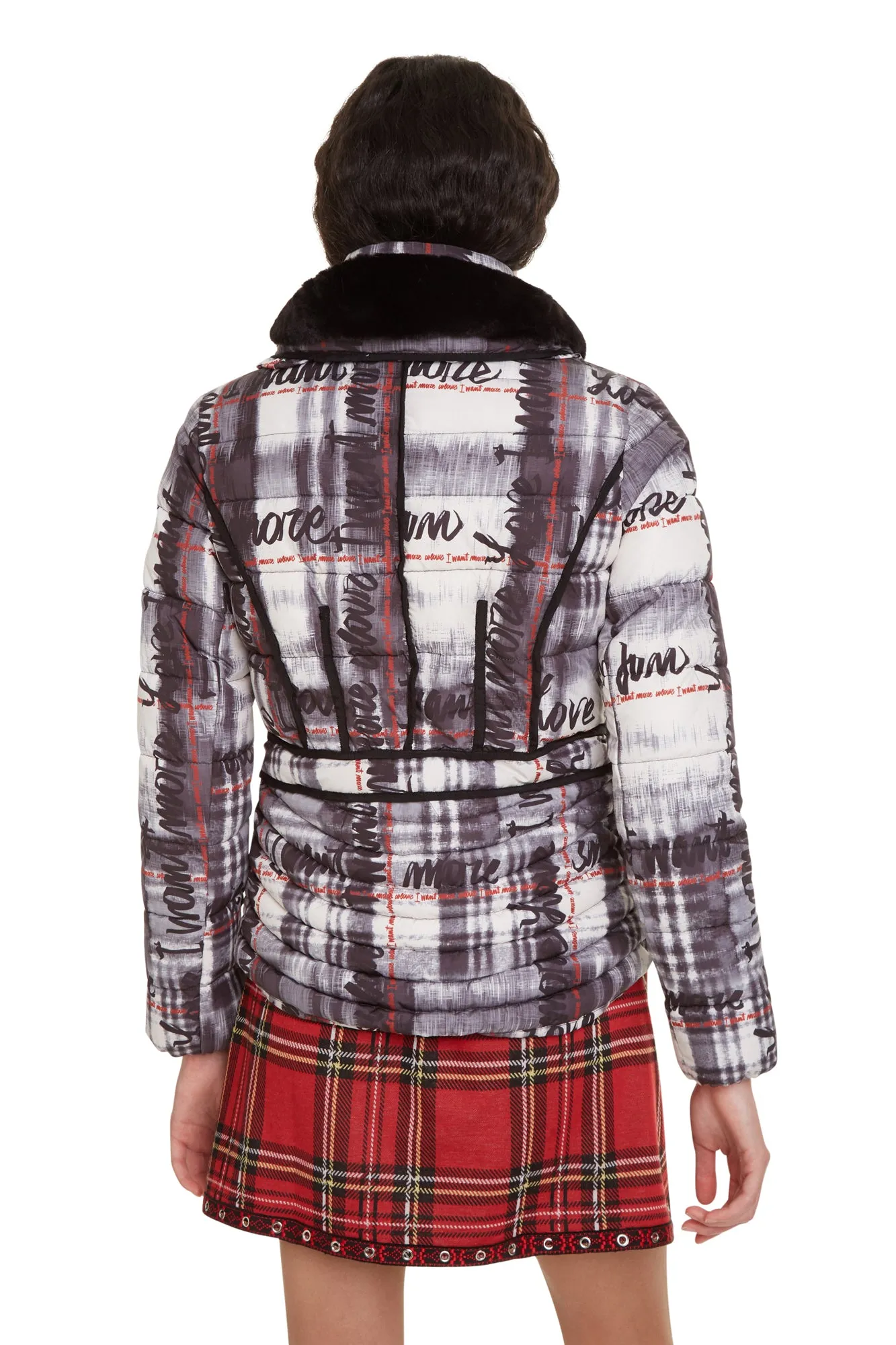Padded Sigrun Tartan Lettering Coat Desigual Style 19WWEW44