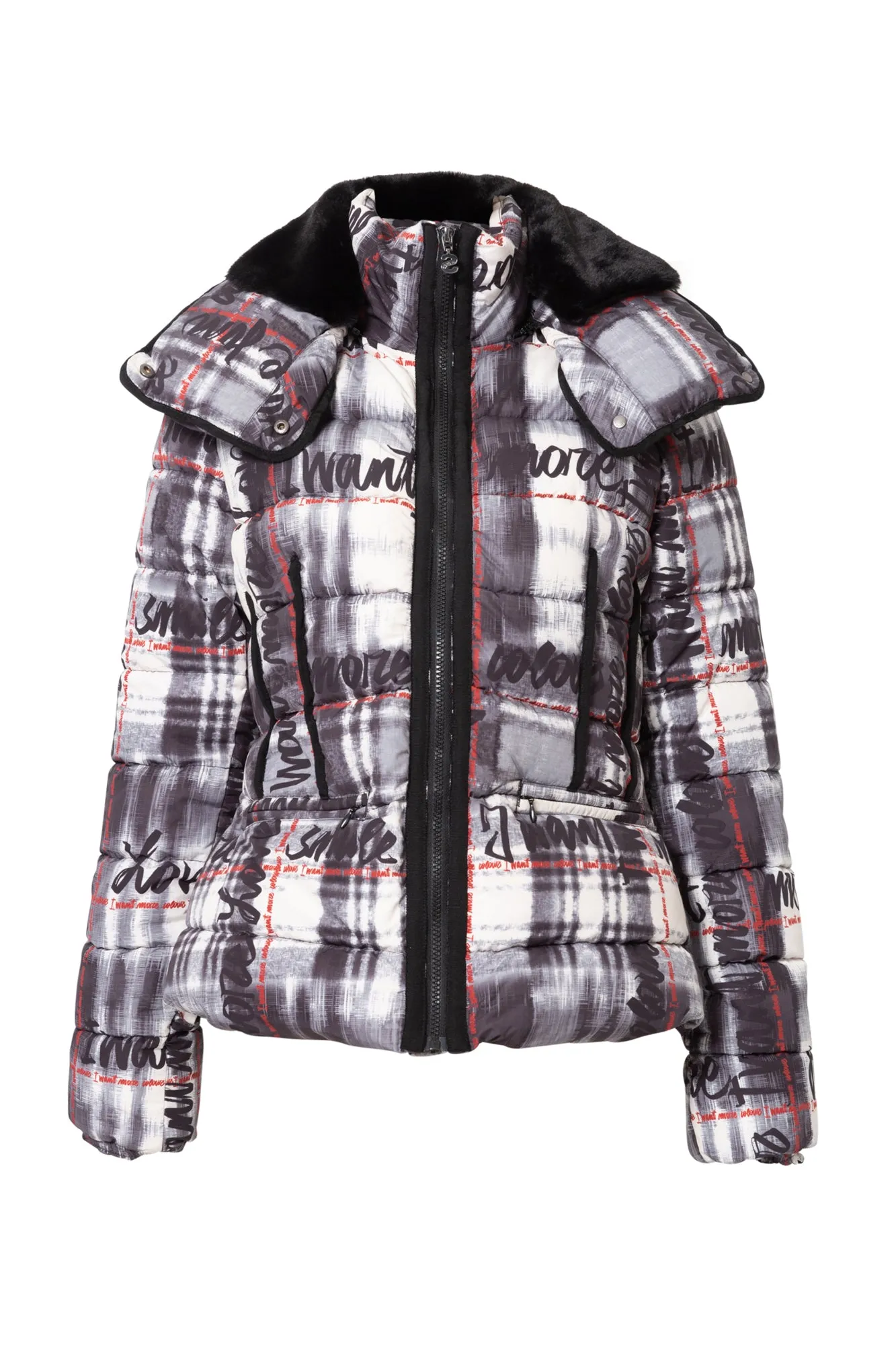 Padded Sigrun Tartan Lettering Coat Desigual Style 19WWEW44