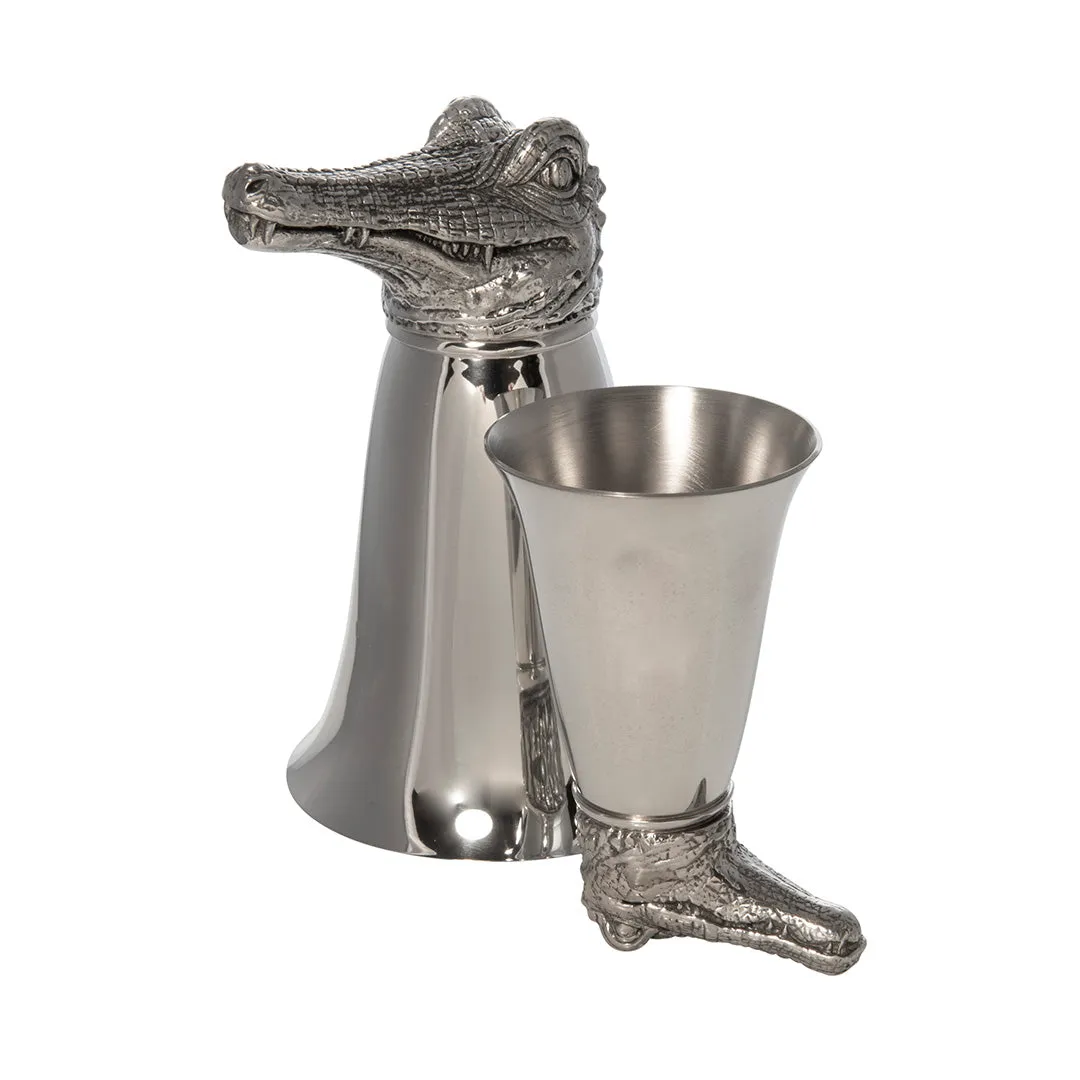 Pewter Gator Stirrup Cup Jigger 2.5oz