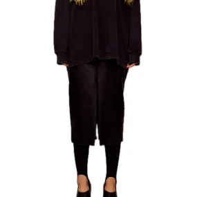 PU Hip-covering Midi-skirt in Black
