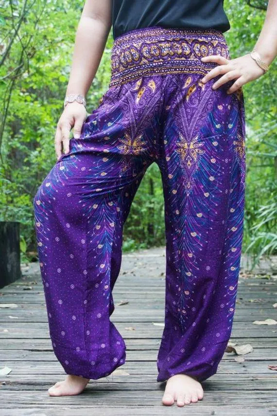 Purple Peacock Harem Pants | CozyCouture®