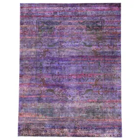 Purple Transitional Silk Rug - 8'10" x 12'3"