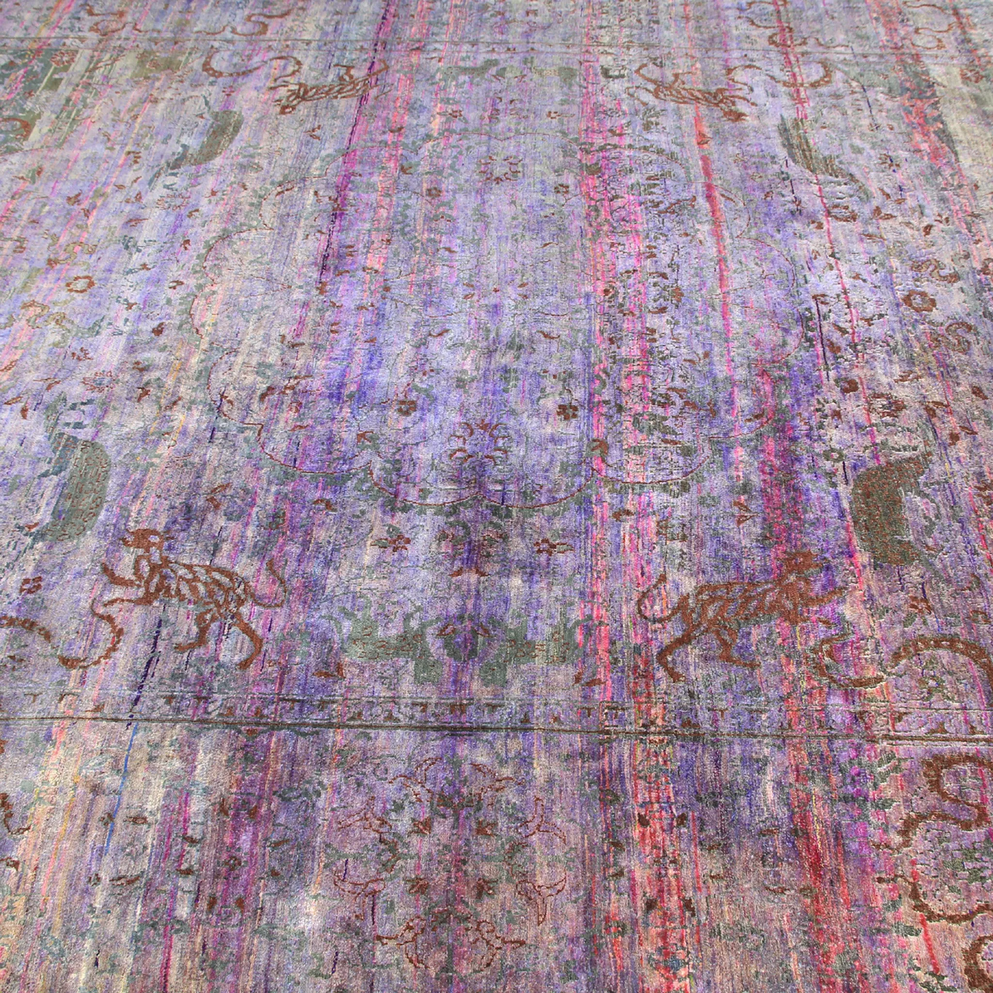 Purple Transitional Silk Rug - 8'10" x 12'3"