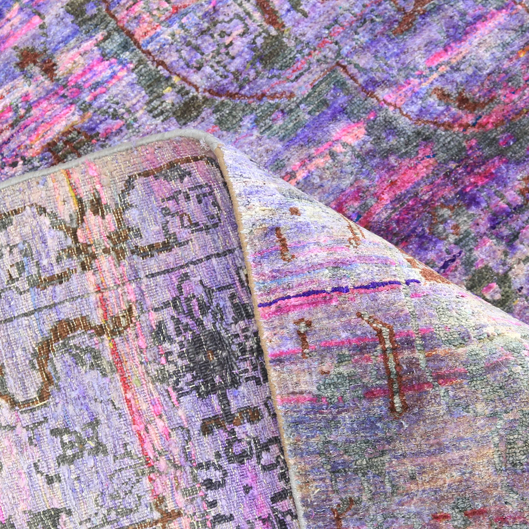 Purple Transitional Silk Rug - 8'10" x 12'3"