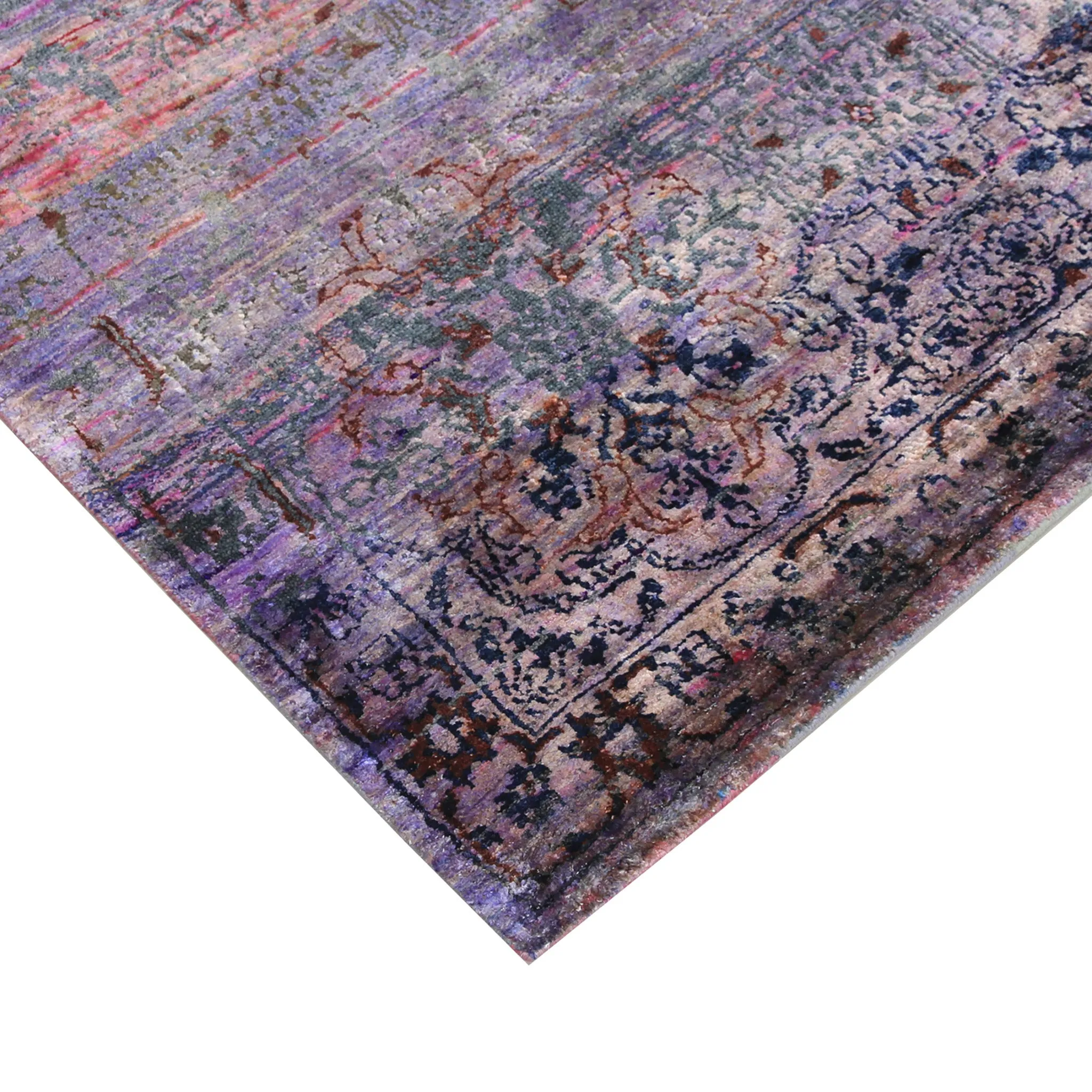 Purple Transitional Silk Rug - 8'10" x 12'3"