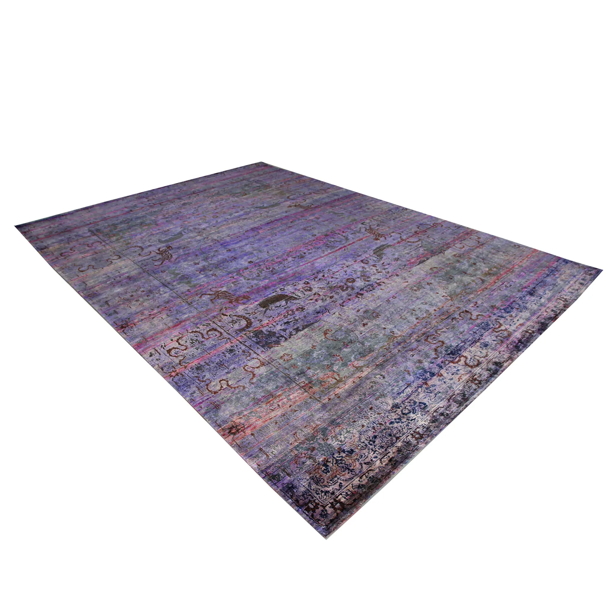Purple Transitional Silk Rug - 8'10" x 12'3"