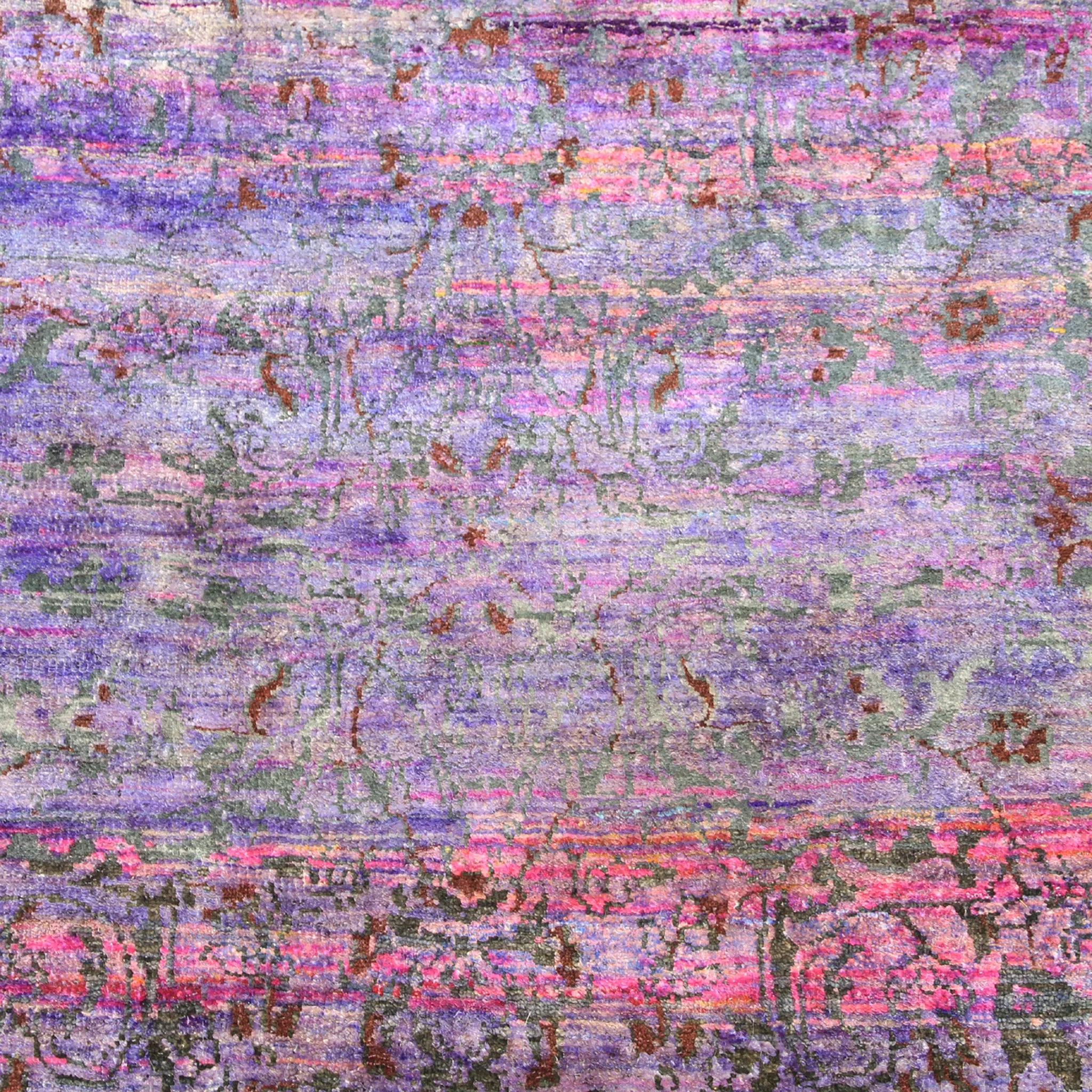 Purple Transitional Silk Rug - 8'10" x 12'3"