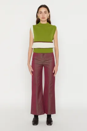 RASPBERRY & GREEN Metallic Flared Pants