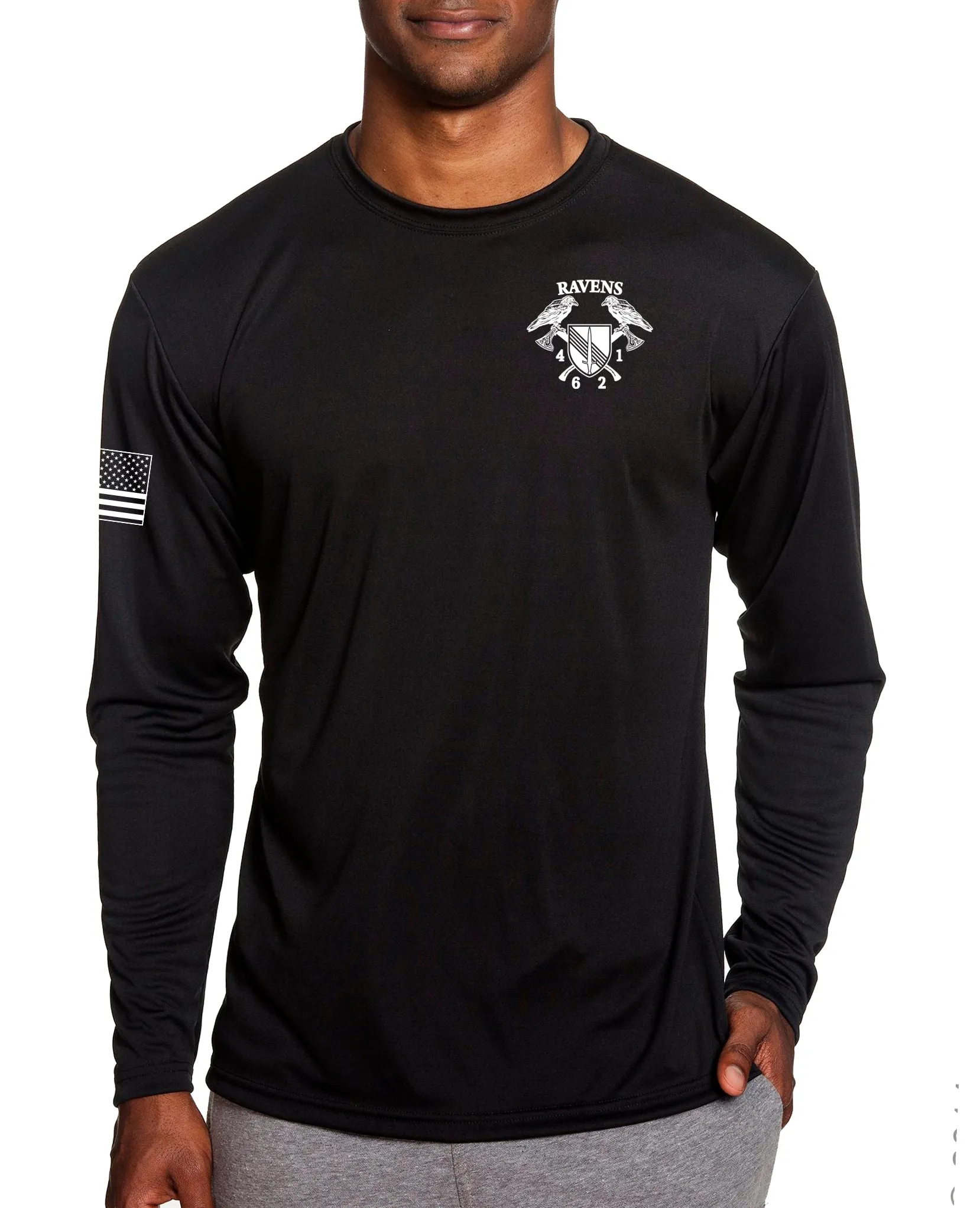 Ravens 6 4th Long Sleeve Performance PT Shirt. This shirt IS approved for PT.