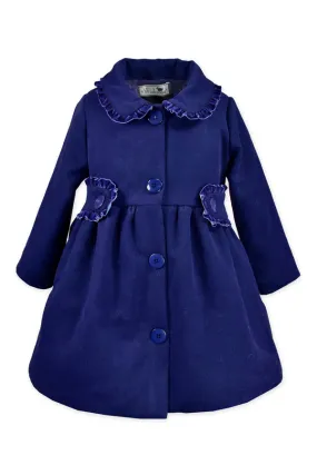 Ruffle Trim Coat - Navy