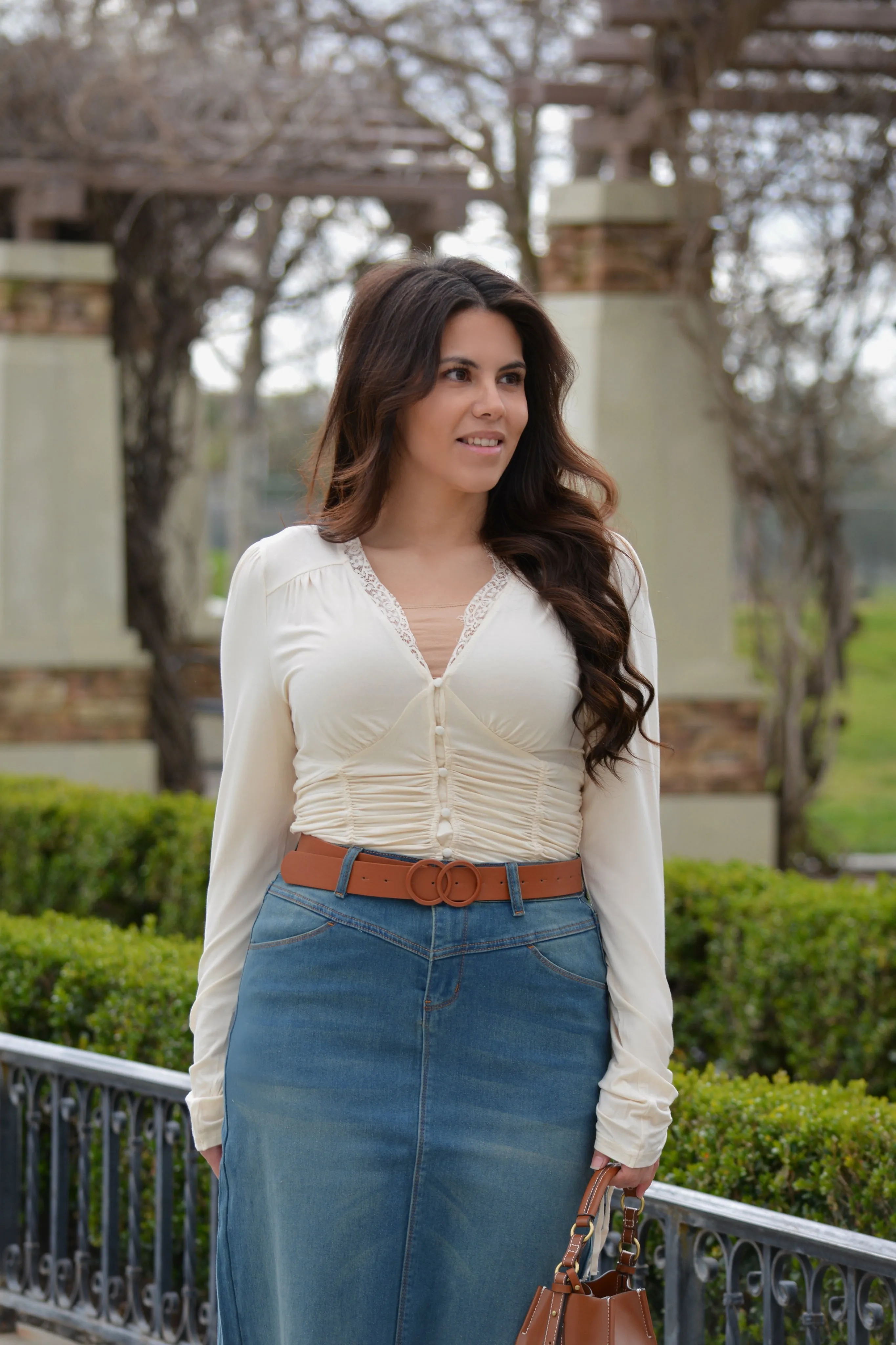 Rupali Cream Rouched Top