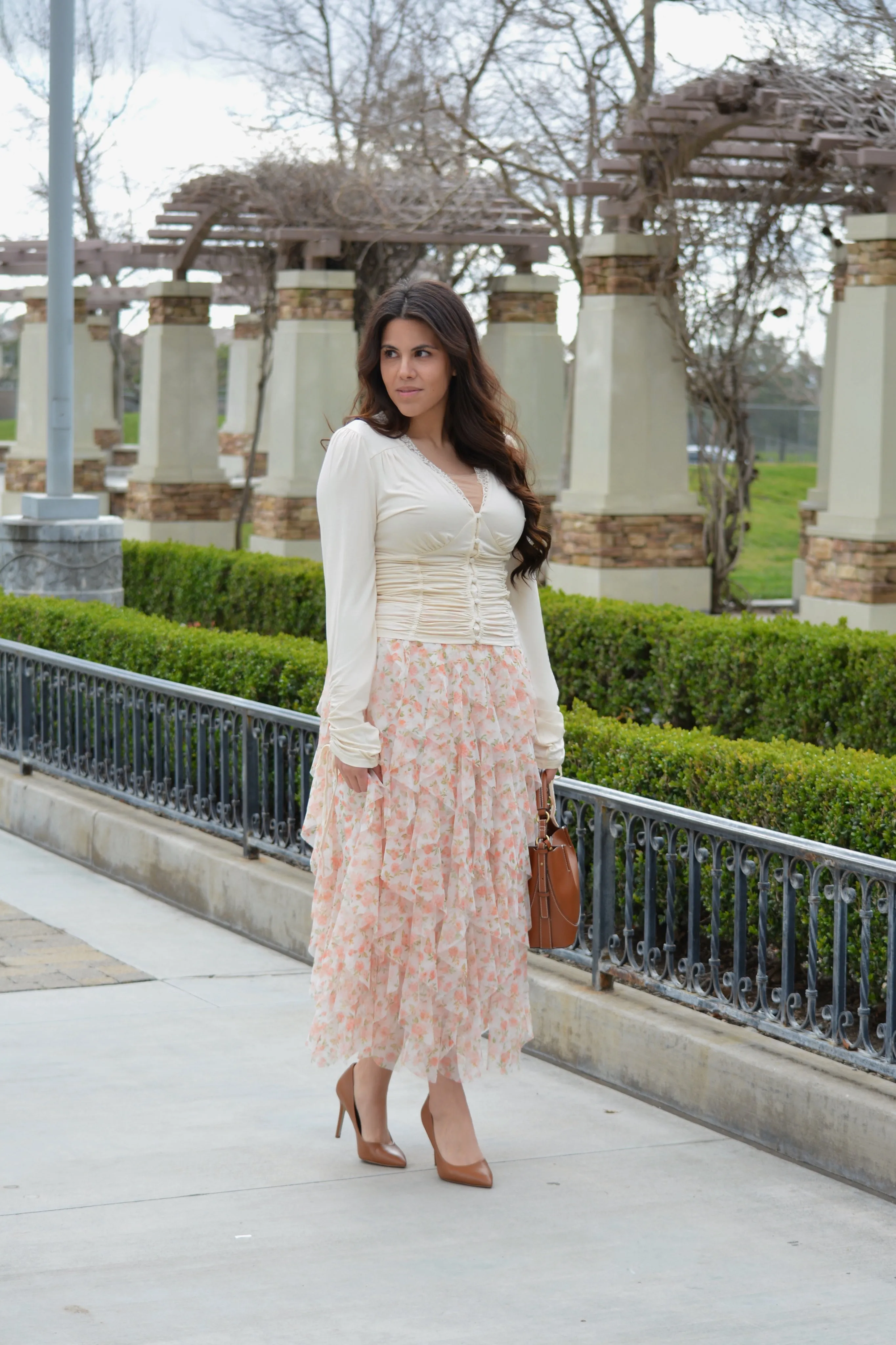Rupali Cream Rouched Top