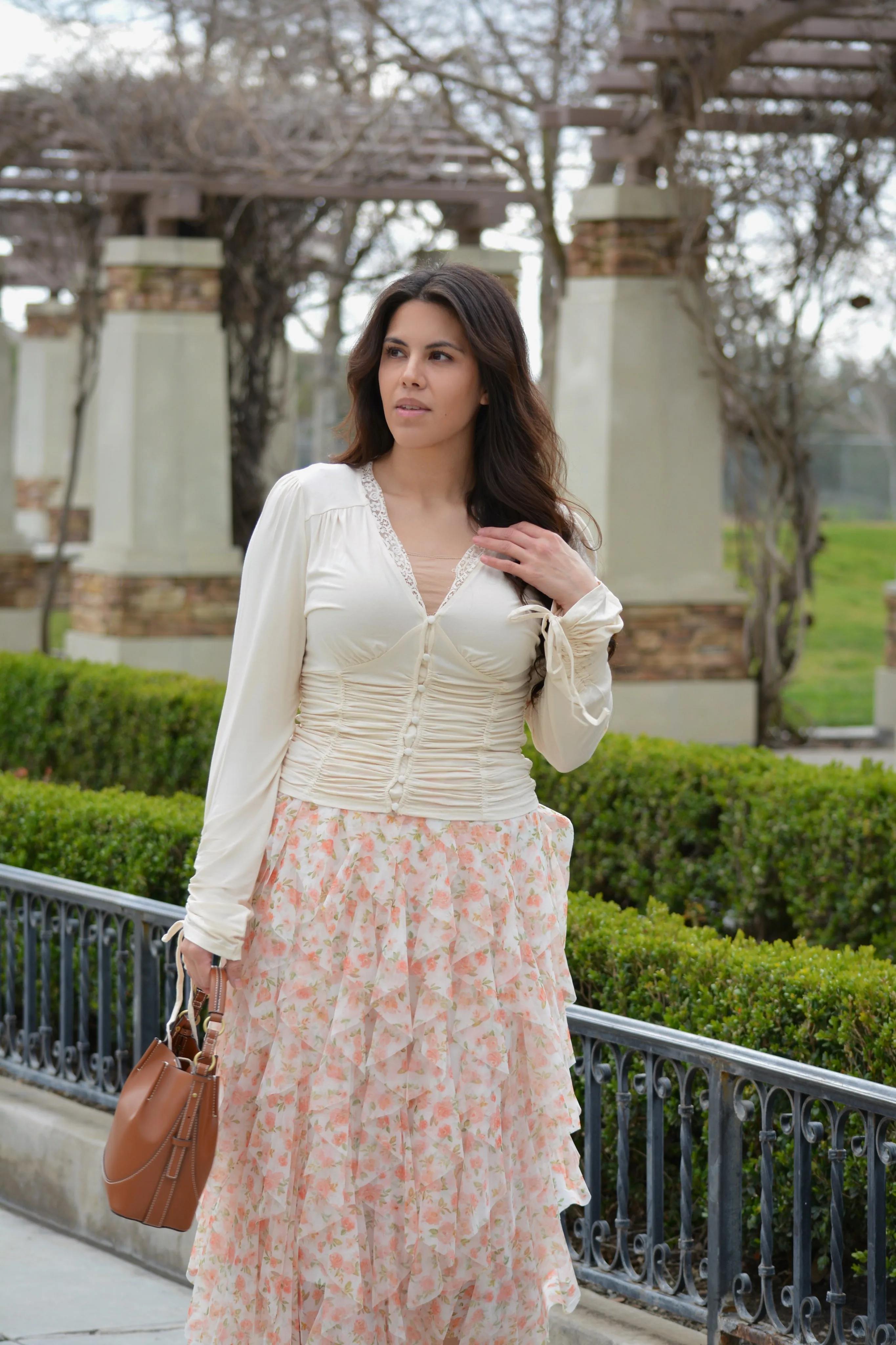 Rupali Cream Rouched Top