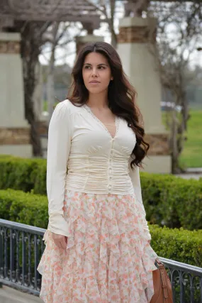 Rupali Cream Rouched Top