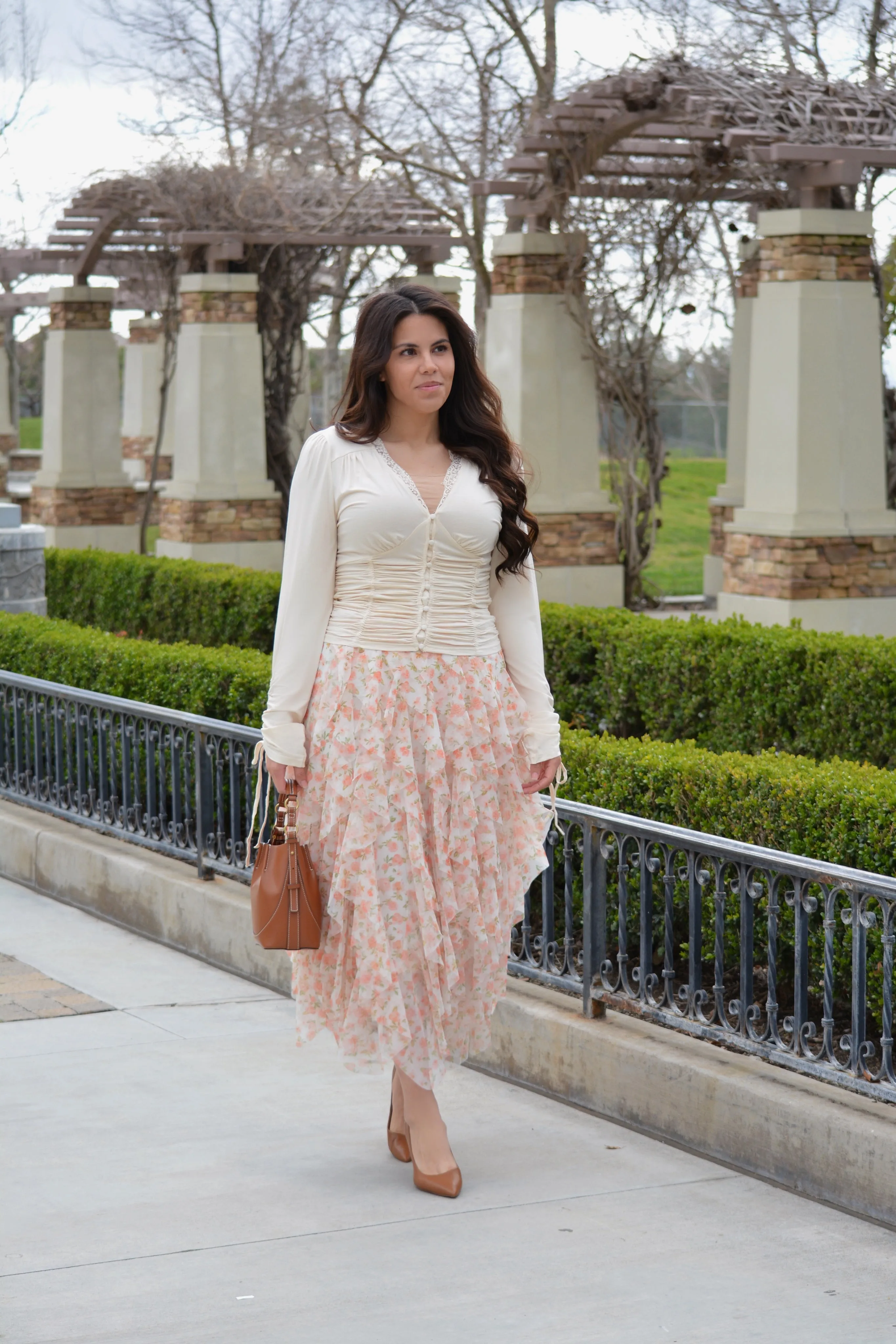 Rupali Cream Rouched Top