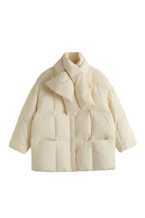 Scarf-Detail Down Coat