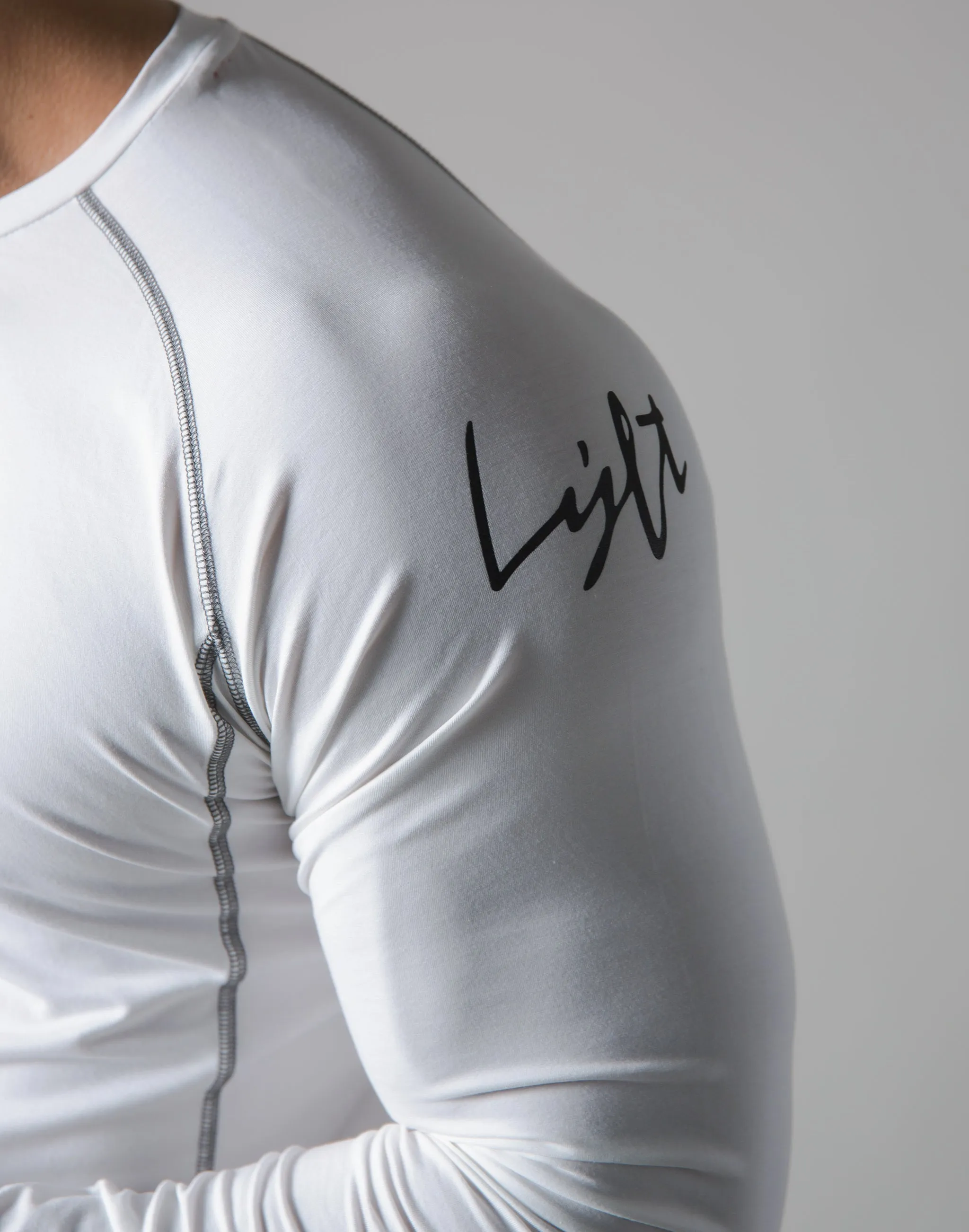 Script Logo Slim Fit Long Sleeve T-Shirt - White
