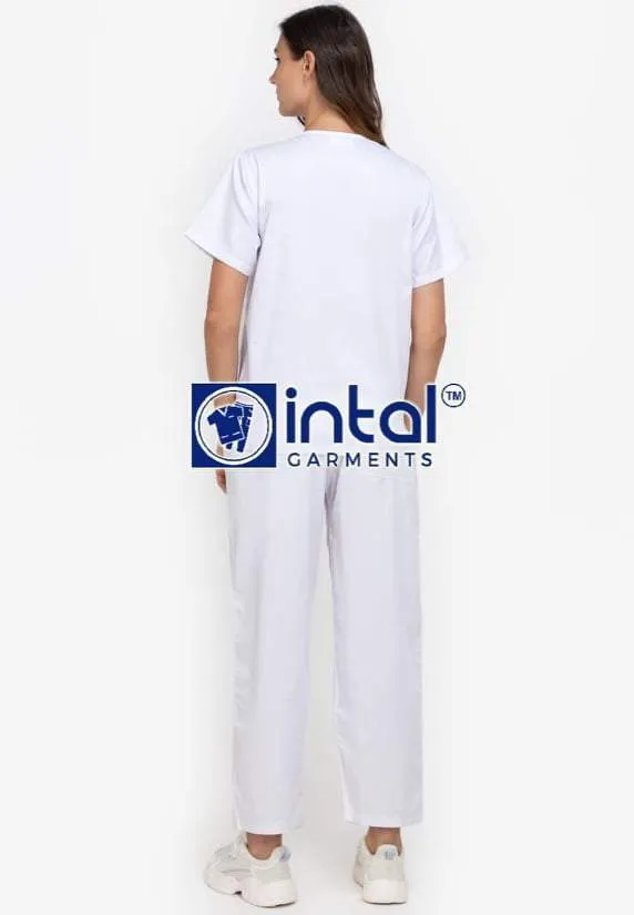 SCRUBSUIT 14 Standard Mock Wrap Lhacose Polycotton Regular 4-Pocket Pants Unisex Scrubs  White & Charcoal Grey