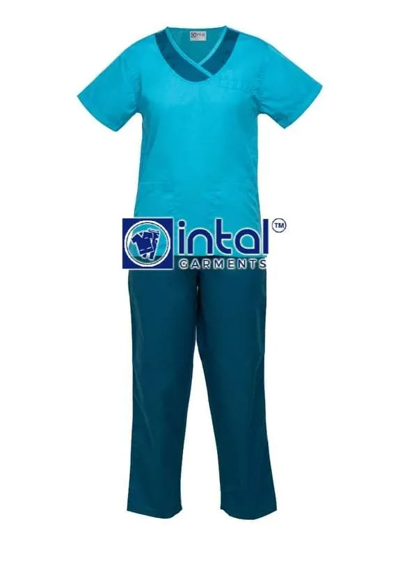 SCRUBSUIT 14 Standard Mock Wrap Lhacose Polycotton Regular/Jogger 4-Pocket Pants or Cargo 6 Pocket Pants Unisex Scrubs  Aqua & Teal Blue