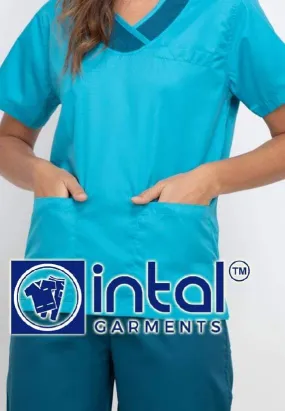 SCRUBSUIT 14 Standard Mock Wrap Lhacose Polycotton Regular/Jogger 4-Pocket Pants or Cargo 6 Pocket Pants Unisex Scrubs  Aqua & Teal Blue