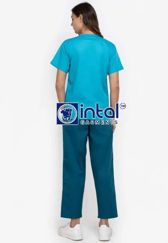 SCRUBSUIT 14 Standard Mock Wrap Lhacose Polycotton Regular/Jogger 4-Pocket Pants or Cargo 6 Pocket Pants Unisex Scrubs  Aqua & Teal Blue
