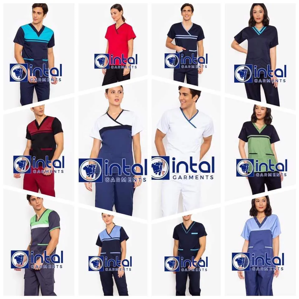 SCRUBSUIT 14 Standard Mock Wrap Lhacose Polycotton Regular/Jogger 4-Pocket Pants or Cargo 6 Pocket Pants Unisex Scrubs  Aqua & Teal Blue