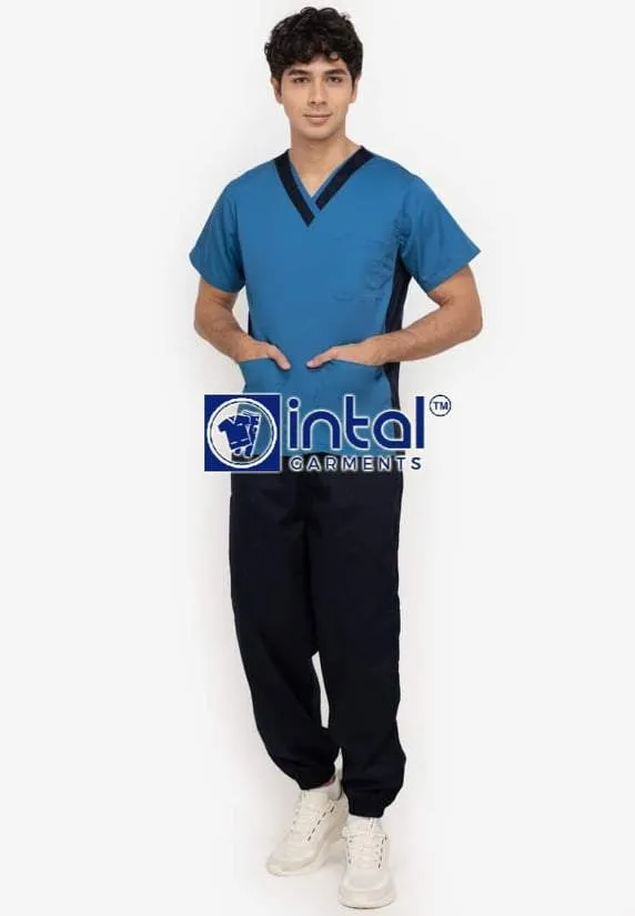 SCRUBSUIT 17 Premium V-Neck Lhacose Cotton Cargo Jogger 6-Pocket Pants Sapphire & Midnight Blue