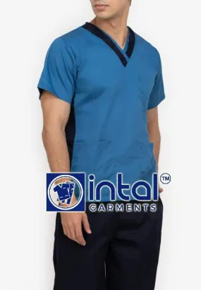 SCRUBSUIT 17 Premium V-Neck Lhacose Cotton Cargo Jogger 6-Pocket Pants Sapphire & Midnight Blue