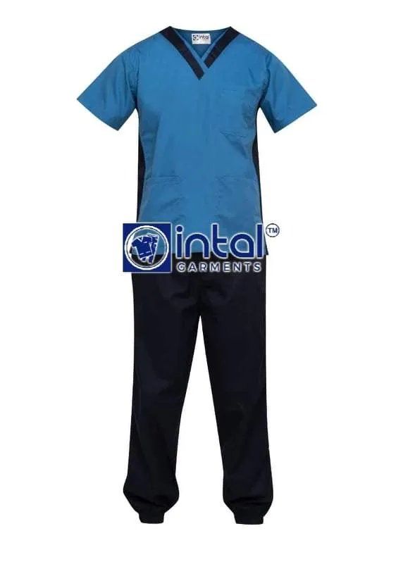 SCRUBSUIT 17 Premium V-Neck Lhacose Cotton Cargo Jogger 6-Pocket Pants Sapphire & Midnight Blue
