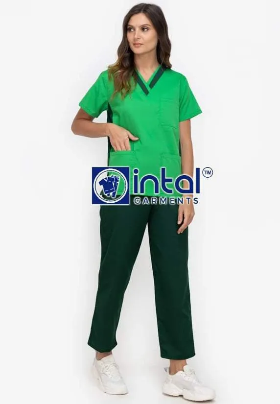 SCRUBSUIT 17 Premium V-Neck Lhacose Cotton Cargo Jogger 6 Pocket Pine & Forest Green