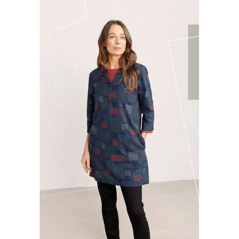 Seasalt Cliff Song Tunic Hatched Squares Maritime