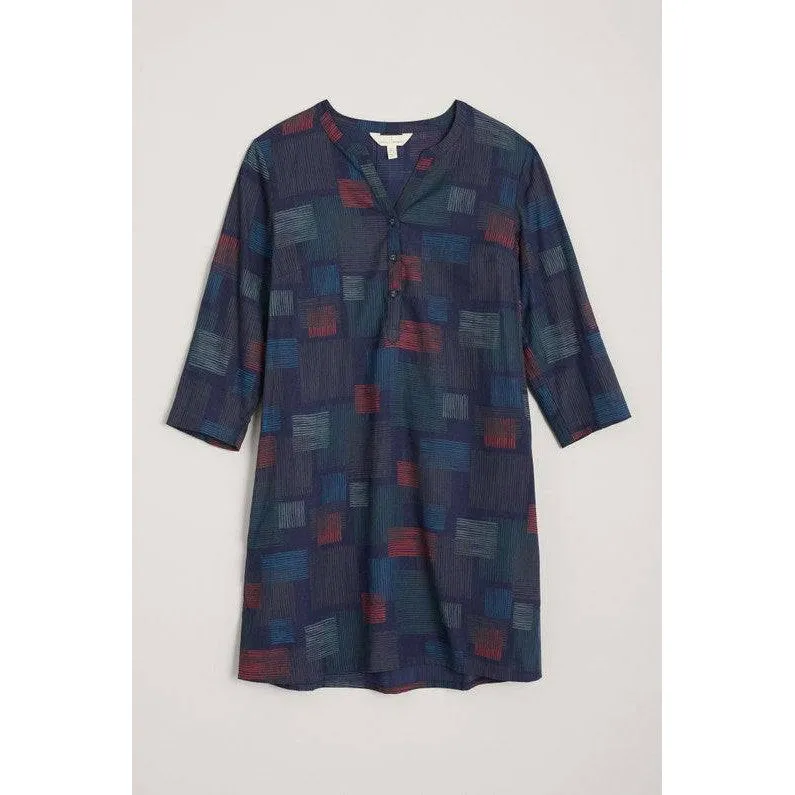 Seasalt Cliff Song Tunic Hatched Squares Maritime