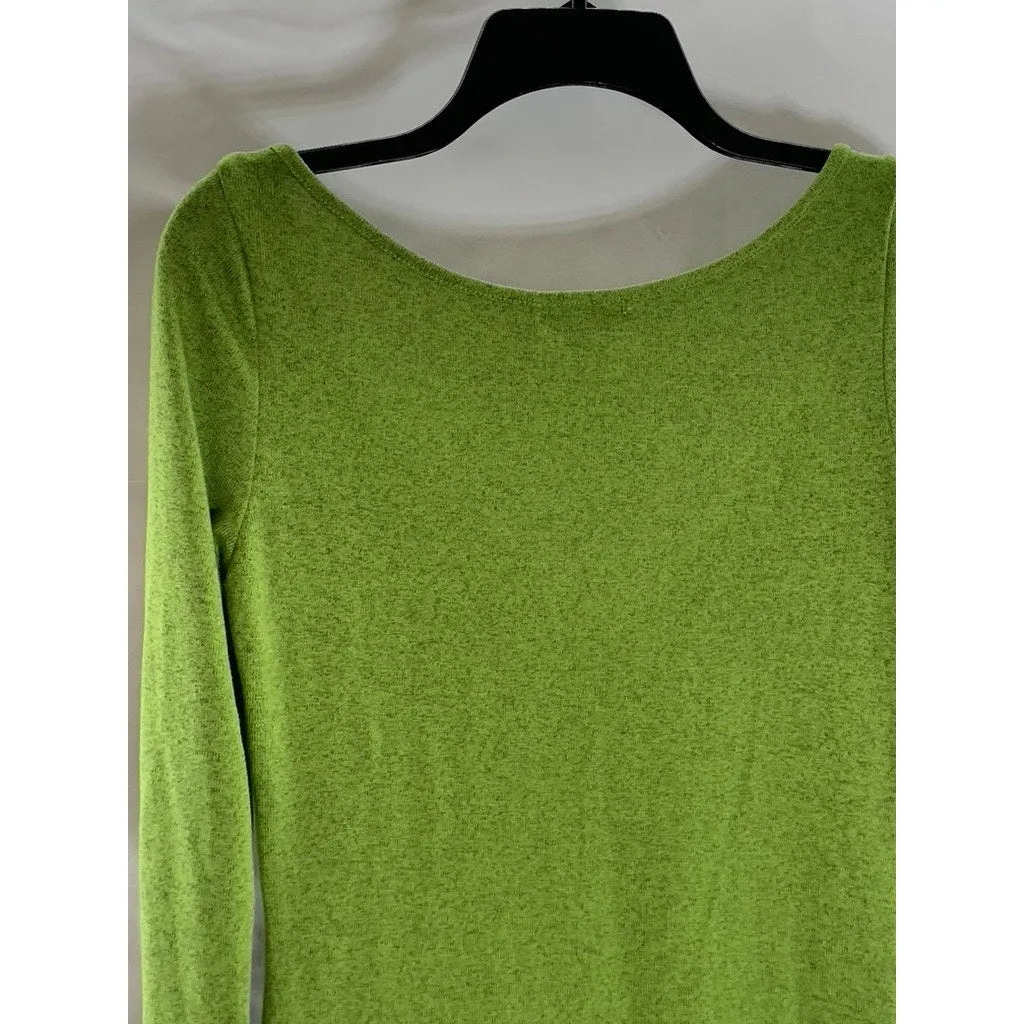 SHEIN Women's Green V-Neck Twist-Front Long Flare Sleeve Knit Top SZ L