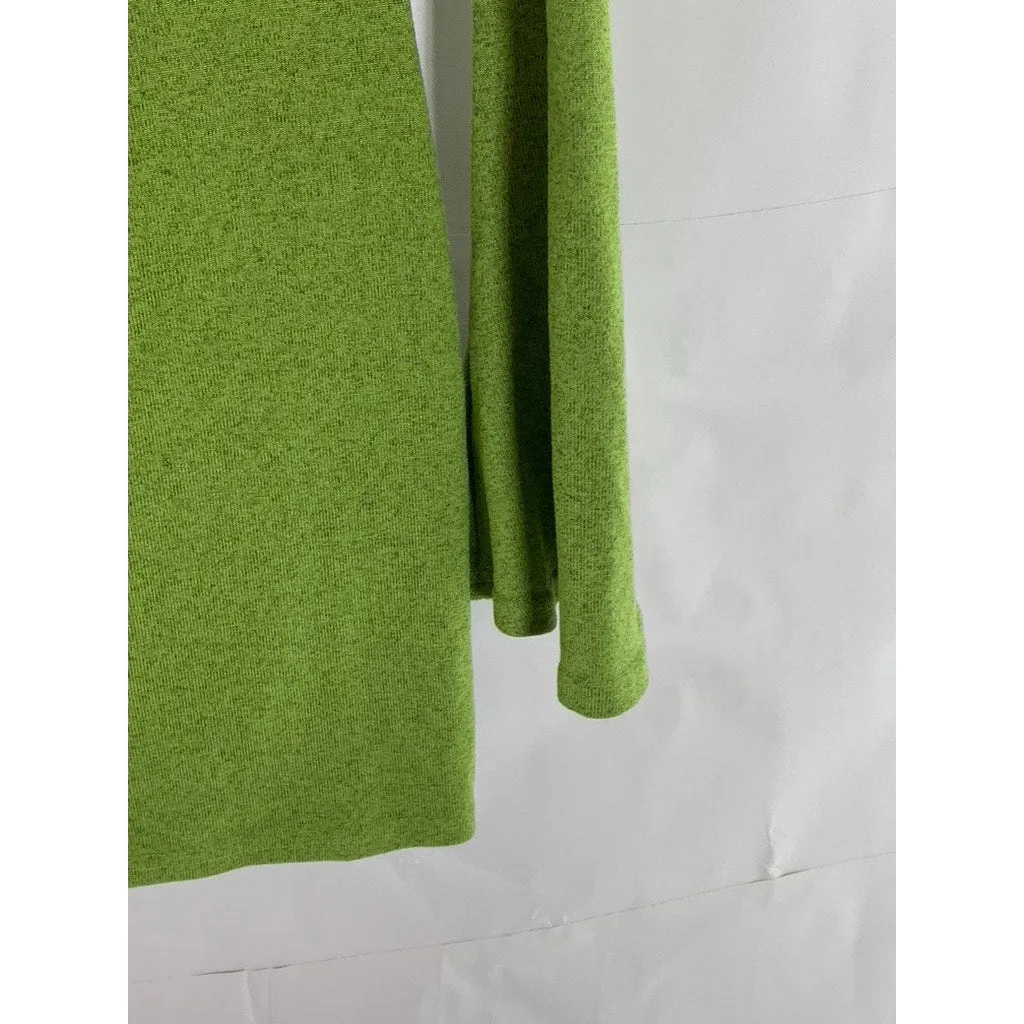 SHEIN Women's Green V-Neck Twist-Front Long Flare Sleeve Knit Top SZ L
