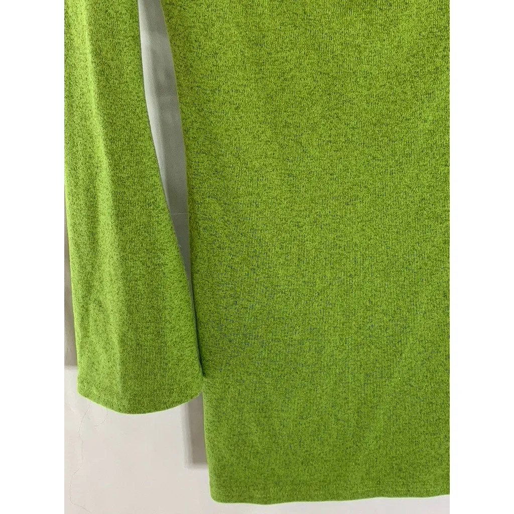 SHEIN Women's Green V-Neck Twist-Front Long Flare Sleeve Knit Top SZ L
