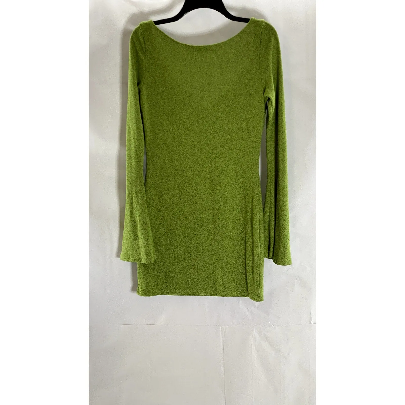 SHEIN Women's Green V-Neck Twist-Front Long Flare Sleeve Knit Top SZ L