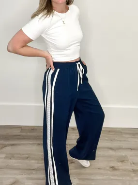Straight Leg Track Pants - Navy