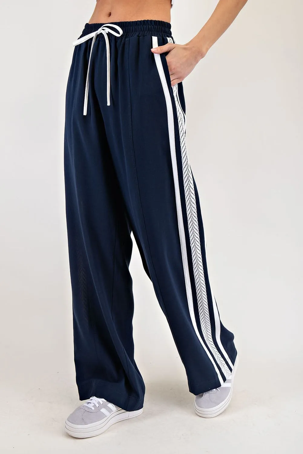 Straight Leg Track Pants - Navy