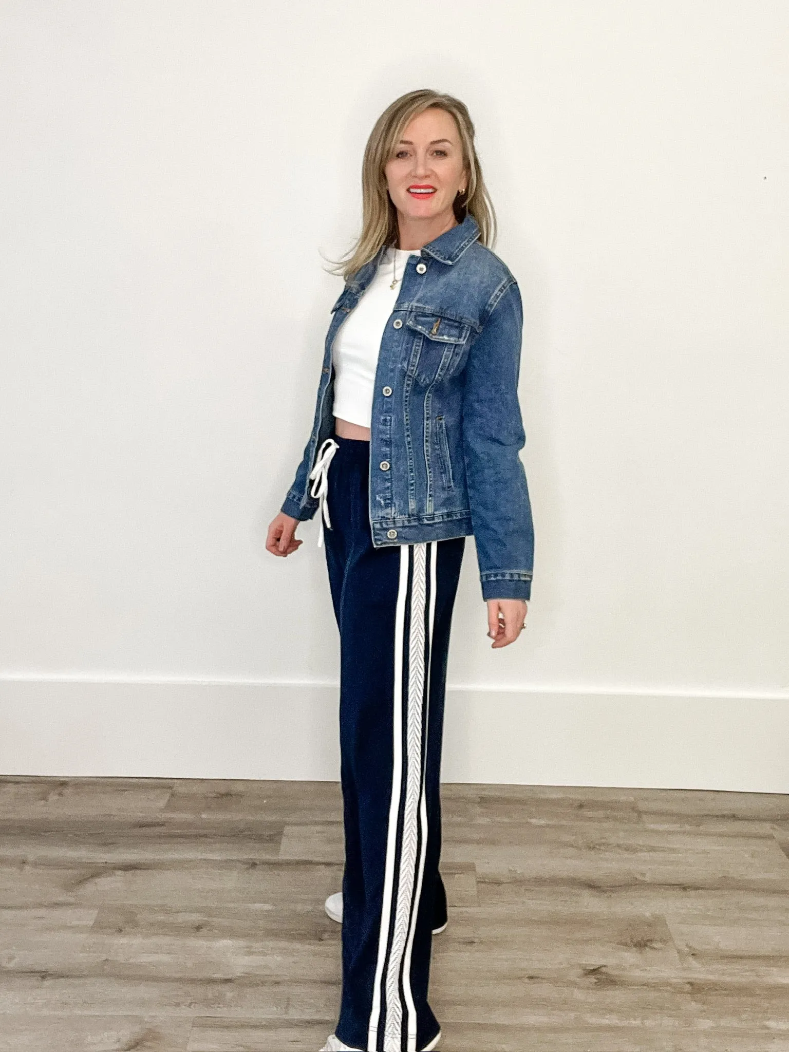 Straight Leg Track Pants - Navy